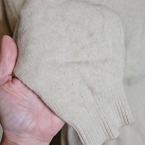 Theory Ivory Heather Rib Waist Wool Cashmere Long Sleeve Dress Large - Picture 6 of 10